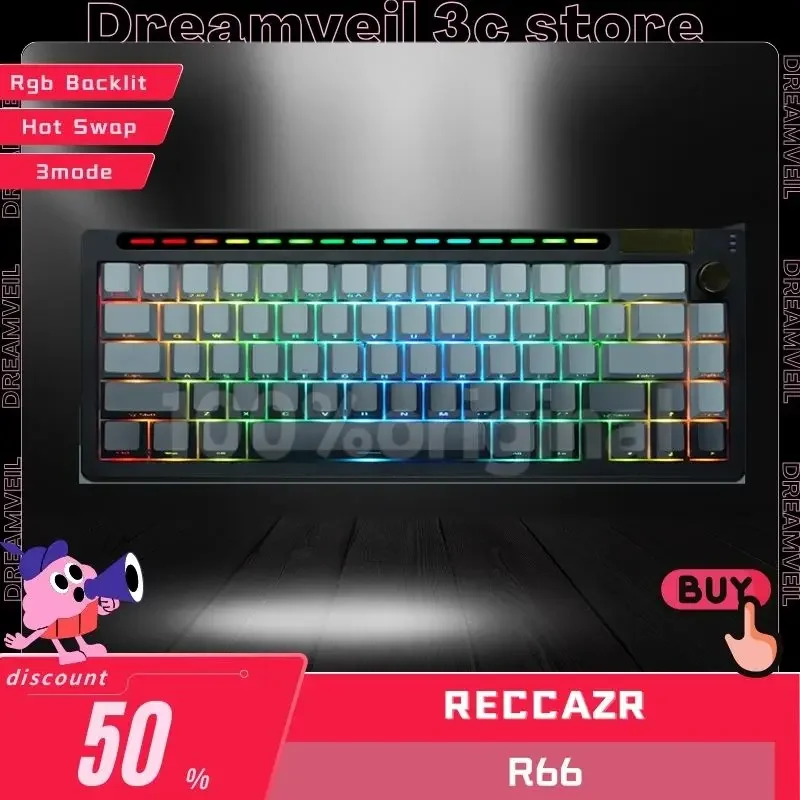 

Клавиатура компьютерная RECCAZR R66, беспроводная, 3 режима