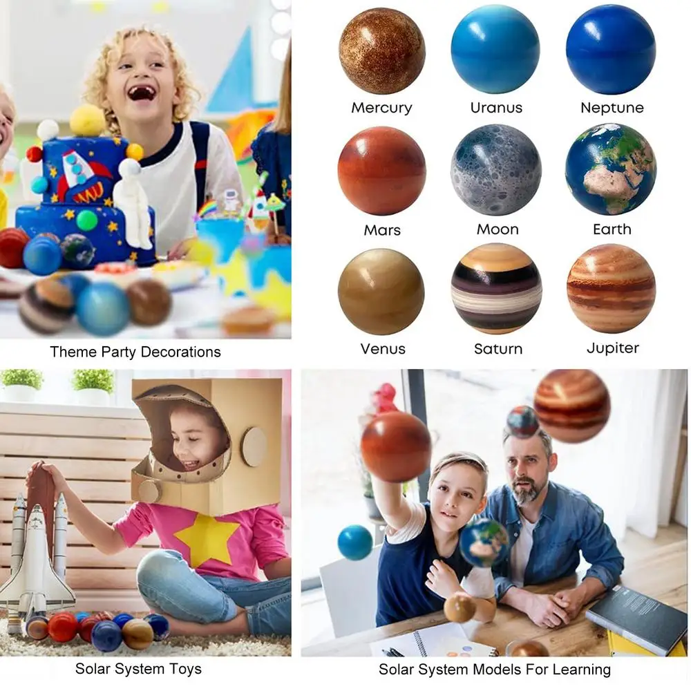 9Pcs Interesting Children Toys Wear-resistant Planet Balls Interactive  Planet Toys 