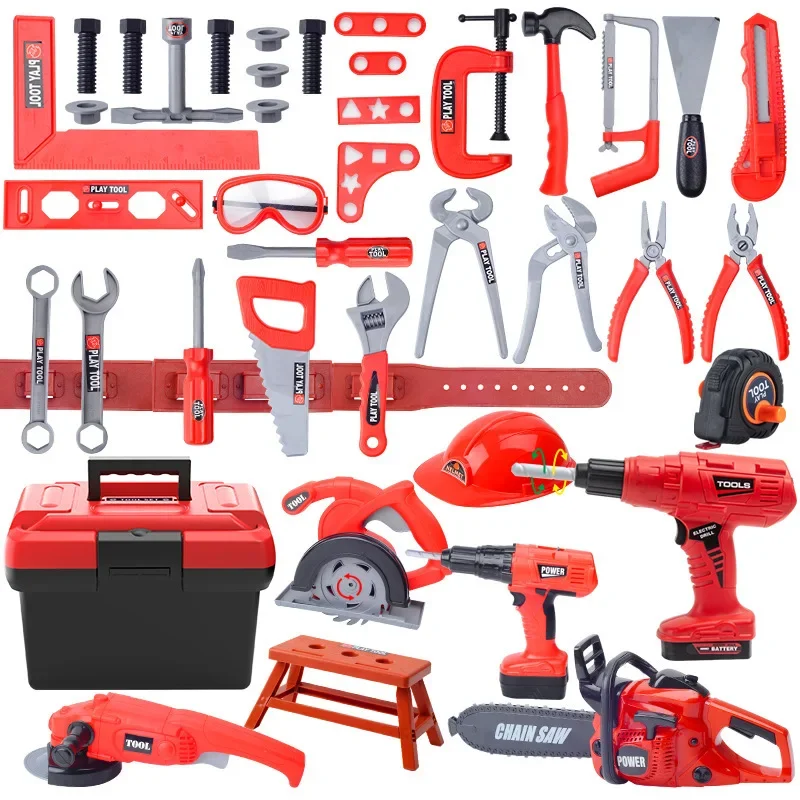 Construction Toy Set Building Tool Kit Pretend Play with Power Drill Screwdriver Educational Toys for Kids Imaginative Play Gift