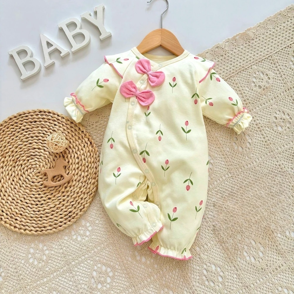 baby spring clothes 0 to 12 months print cotton romper Full moon outfit for little girls Onesies clothing baby girl overalls 1