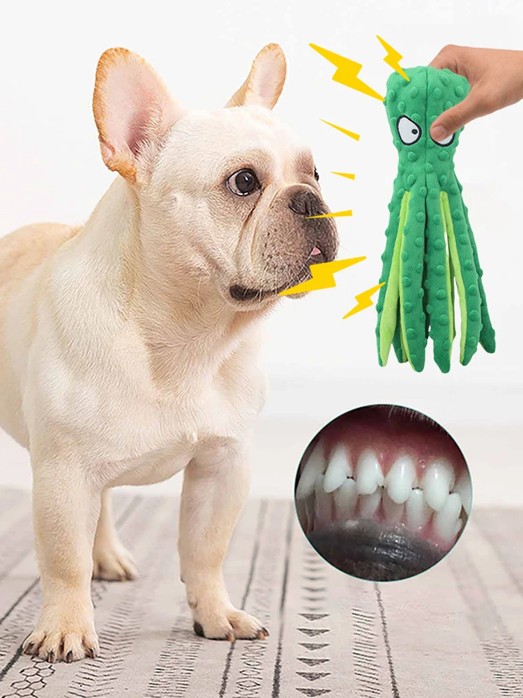 Squeaky Octopus Dog Toys Interactive Puppy Toy No Stuffing Plush Bite Toys Crinkle Paper Pet Plush Toys for Small Medium Dogs 5
