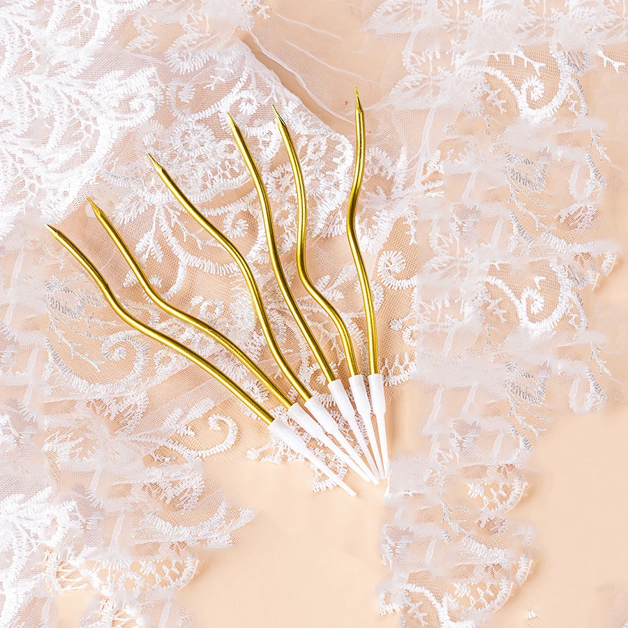 24 יחידות / 12 יחידות נרות זהב שמפניה לעילוי עוגה ליום ההולדת חתונה מסיבת DIY קישוט ספק קישוט עוגה