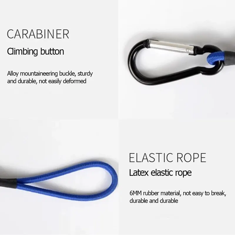 Tent Elastic Rope Cord Hook Fixation Elastic Stretch Rope Outdoor Tool Canopy Tarp Fixing Cords String with Carabiner 1 Piece