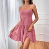 Bohemian Beach Sundress Women Sexy Sleeveless Backless Big Swing Mini Dress Solid Spaghetti Strap Ruffles Dresses Vestidos 3