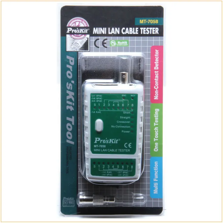 Mini Pro'sKit-Multifunctional BNC Cable Network Tester, Wireless Wire Voltage Detecto, Cable Tracker Checker, MT-7058
