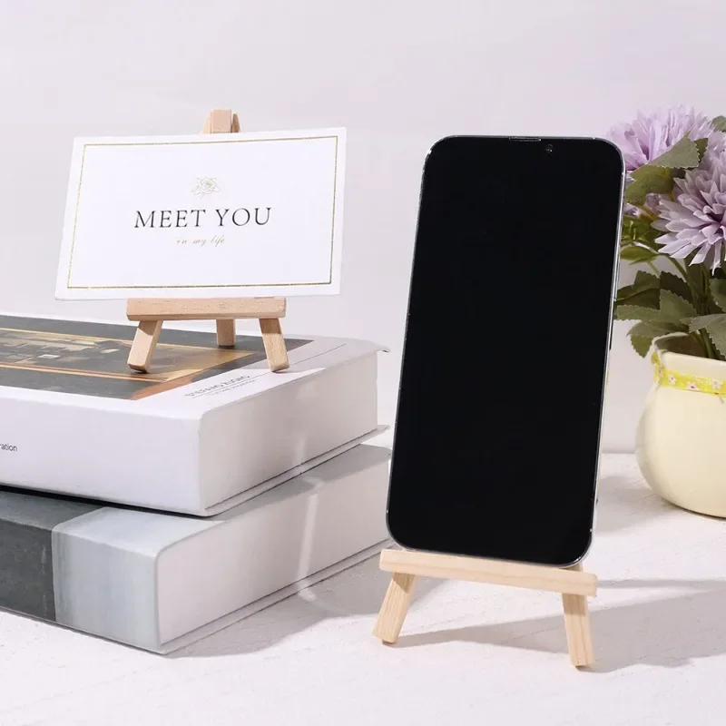 1/2pcs Natural Wood Mini Easel Frame Tripod Desktop Phone Holder Display Meeting Table Name Card Stand Children Painting Craft