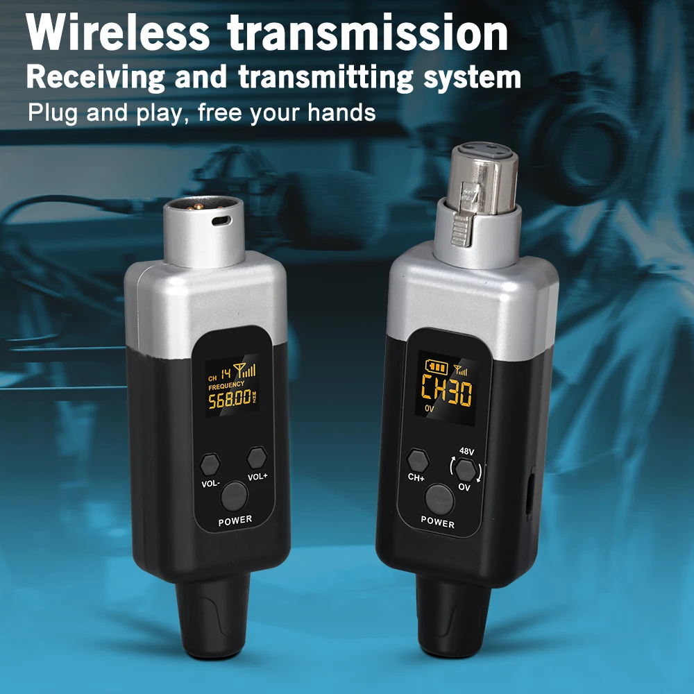 48V/0V UHF Wireless Microphone Converter XLR Transmitter and Receiver Microphone Wireless System for All Kind Microphone