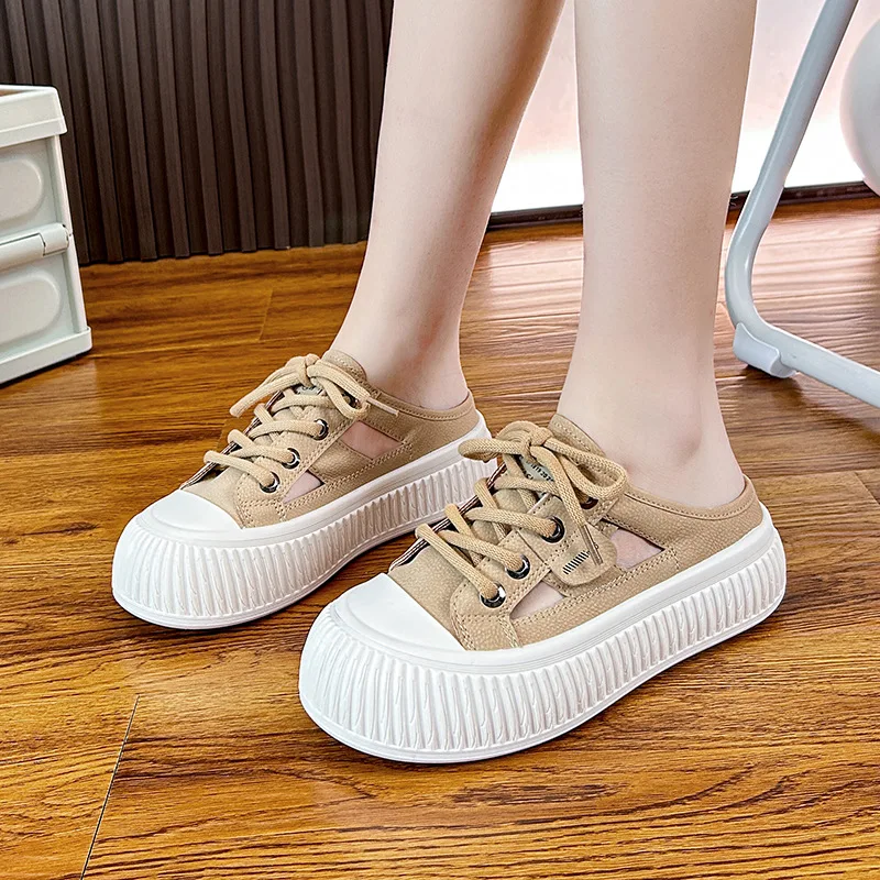 

One Legged Small White Shoes for Women with Thick Soles Mesh Surface for Breathability Business Casual Shoes for Women Heel 2024