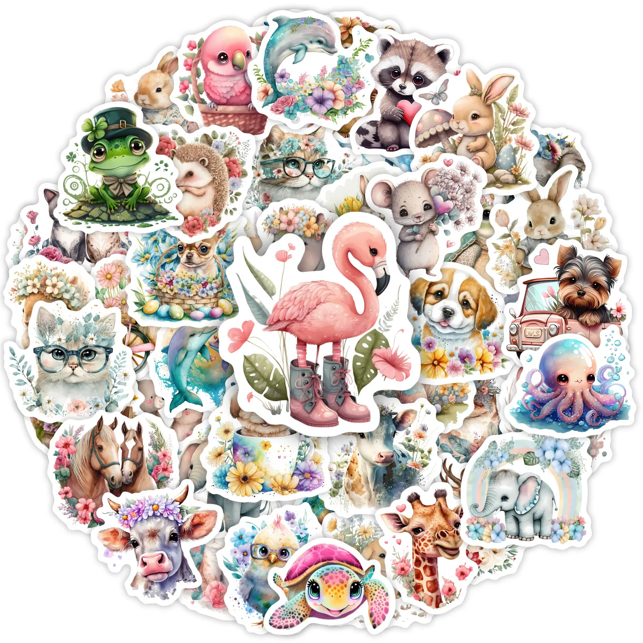 Kawaii Watercolor Aesthetic Stickers Animal Cute DIY Toy Gift Graffiti Decal For Phone Luggage Laptop Scrapbook Waterproof cartoon stickers,decorative stickers,self adhesive stickers,custom stickers,paper stickers,adhesive stickers,decorative labels stickers,animal stickers,cartoon sticker,custom design stickers