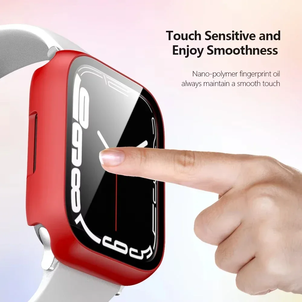 Durable Glass Screen Protector & Protective Bumper Case for Apple Watch Accessories