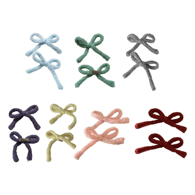 

Small Knitted Bows Mini Hair Bows Clips French Hair Barrettes Bowknot Heawear