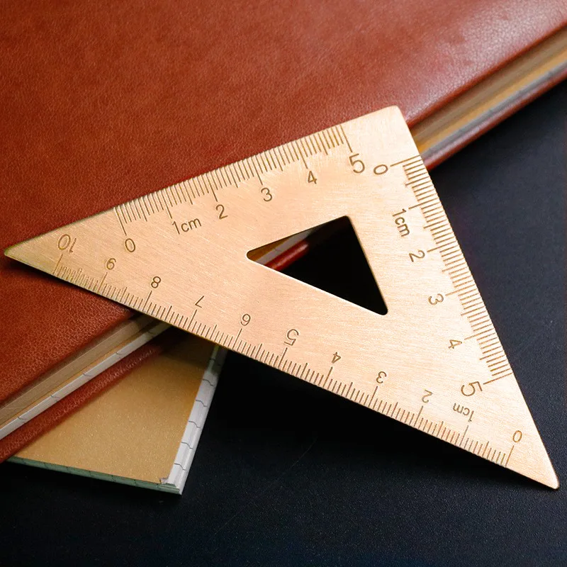 Brass Straightedge,Triangulator,Protractor,Teaching Mathematics Laboratory Office Student Stationery Drawing Tools Accessories