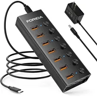 FORIDA 7 Port USB A Docking Stations 10Gbps Power USB 3.2 Hub Splitter On/Off Switch Adapter for Laptop PC Flash Drive Phone 1