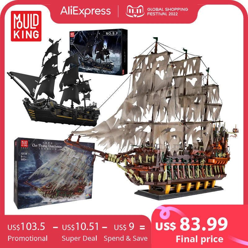 MOULD KÖNIG 13138 Pirate Schiff Bausteine Fliegen Dutchmans Boot Bau Kit für Erwachsene Kinder Ziegel Spielzeug Weihnachten Geschenke|Sperren| - AliExpress