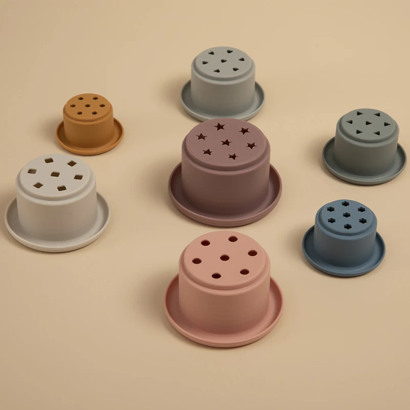 Educational Toys Stacking Puzzle Toys Cup Stacking Toys Stacking Toys Baby Silicone Stacking Cups Toys BPA Free Nesting Montessori Building Block Toy Stack Tower for Toddlers Early Educational Gifts