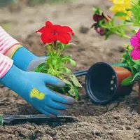 1 Pair Cartoon Pattern Kids Gardening Gloves Wear Resistant Thorn-Proof Puncture-Resistant Non-Slip Rubber Work Gloves 1