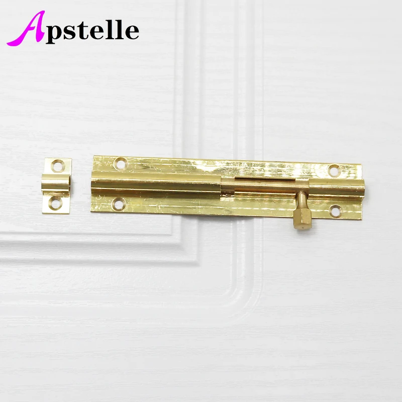 Brass Doors Slide Latch Lock Bolt Latch Barrel Home Gate Safety Hardware Screws 4 Size 1.5/2/3/4 Inch Gold