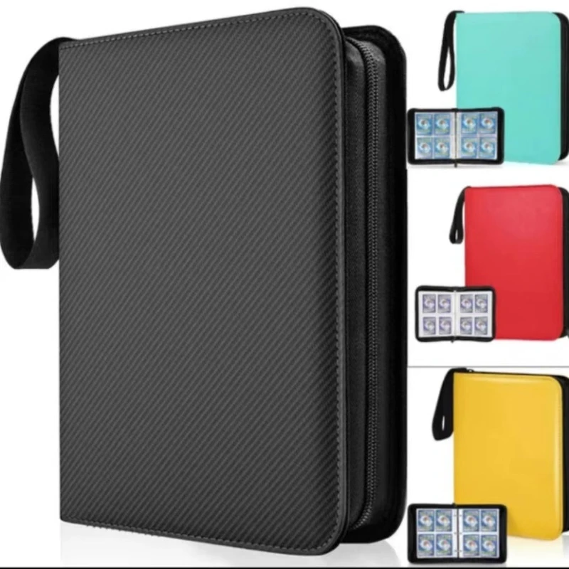 Leather Anime Trading Card Holder 4-Grid Zipper Game Card Collections Pack Baseball Card Storge Bag For Storage 400 Cards Holded 5