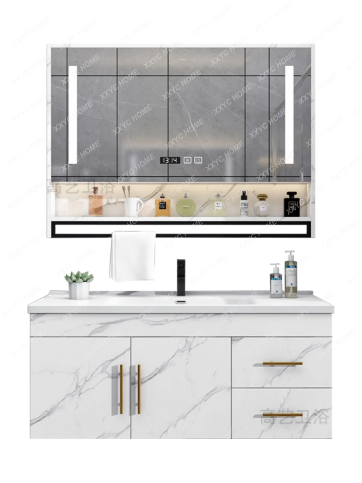 

Simple Intelligent Floor Ceramic Integrated Wash Basin Washstand Storage Cabinet Combination