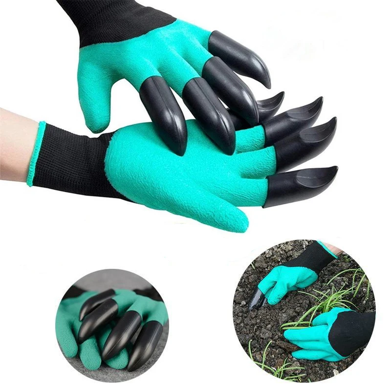 Gardening Gloves With Claws Digging Planting Protective Rubber Gloves