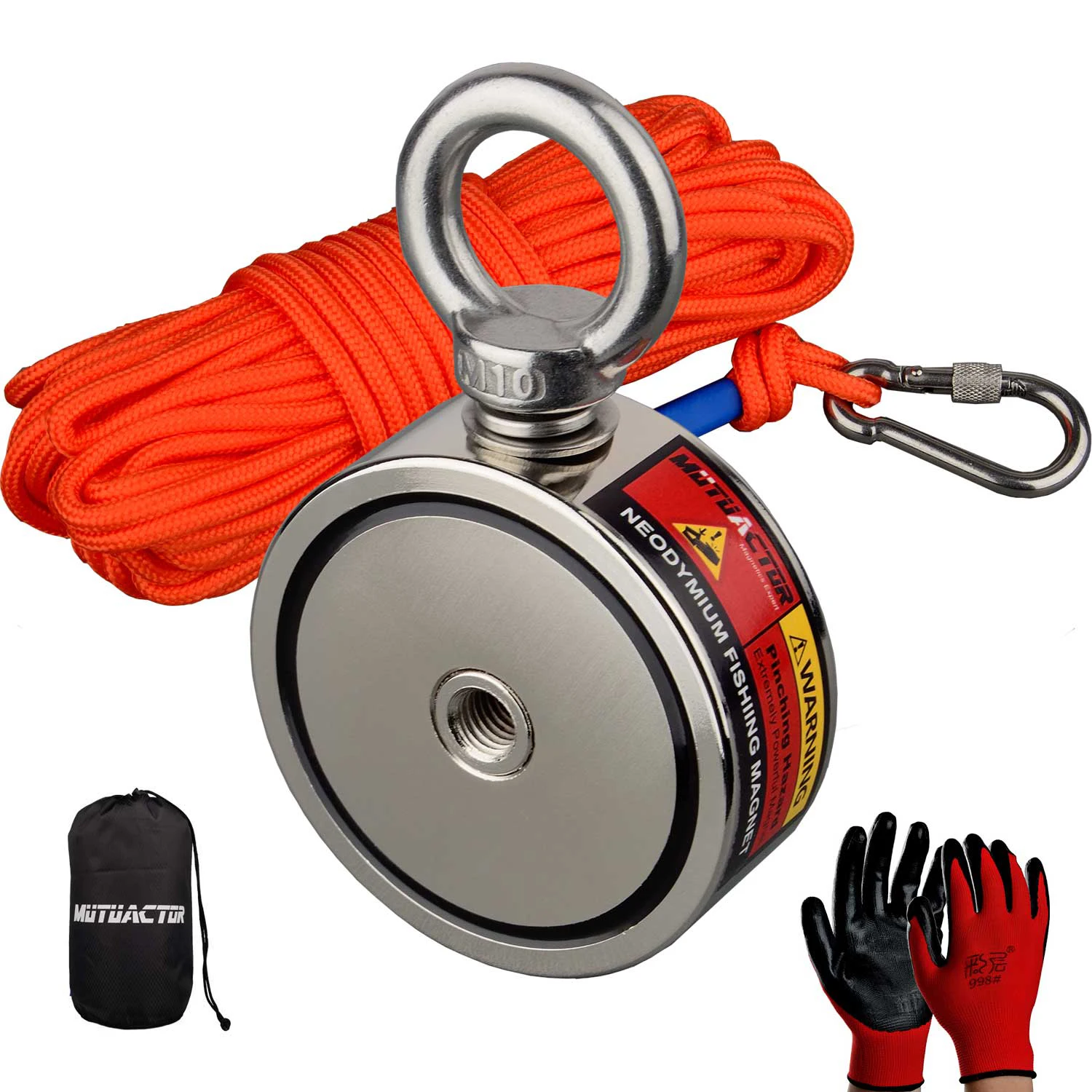 Doppelseitige 300-500KG Magnet Angeln Kit Neodym Magneten Seil Klaue  Handschuhe Kleber Kunststoff Schaufel Tasche Magnetische Recovery salvage -  AliExpress