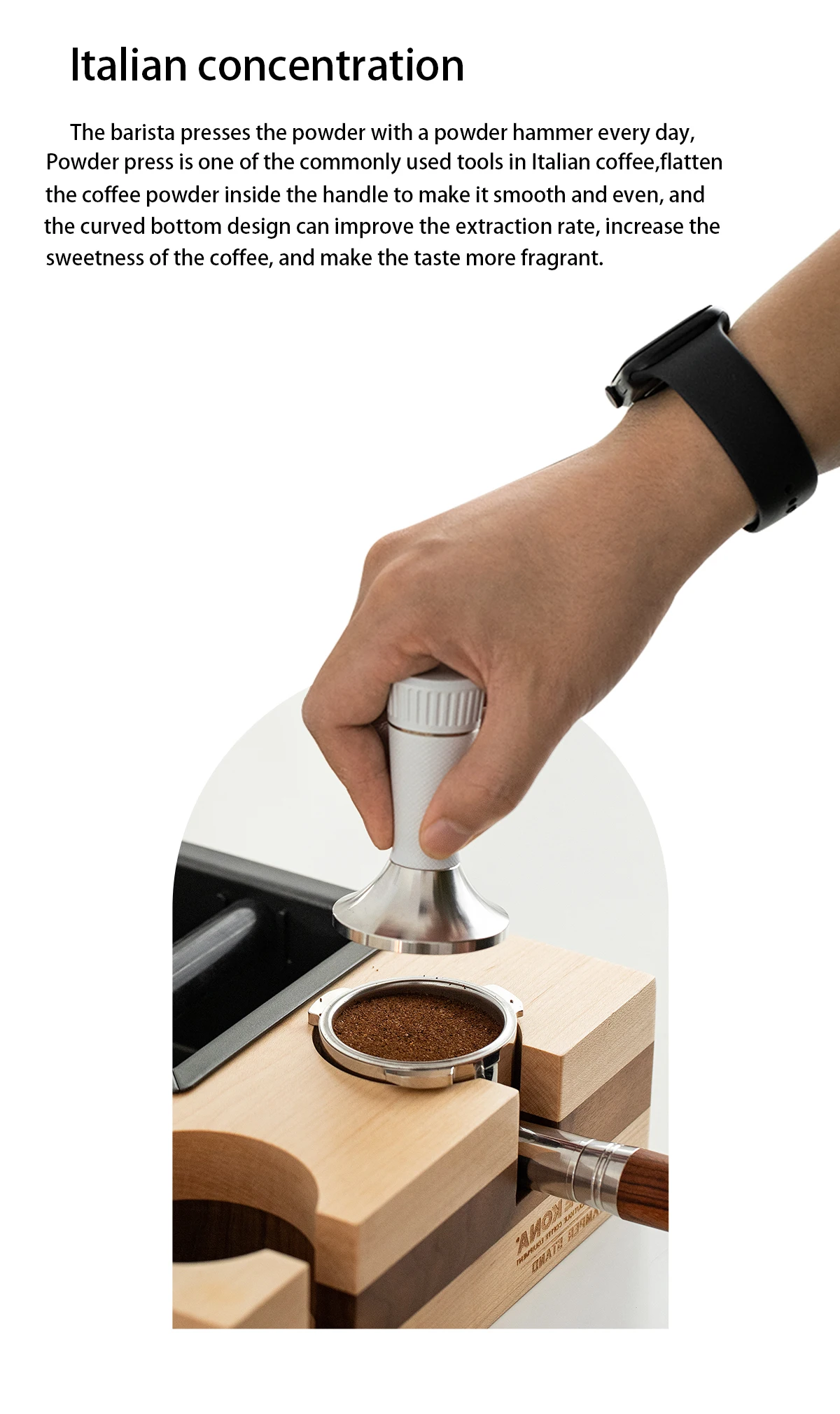 Description Picture 4 of itemCAFEDE KONA Coffee Tamper With Distributor Needle Stainless Steel Espresso Pressing Hammer Stirrer Distributor Leveler Tool