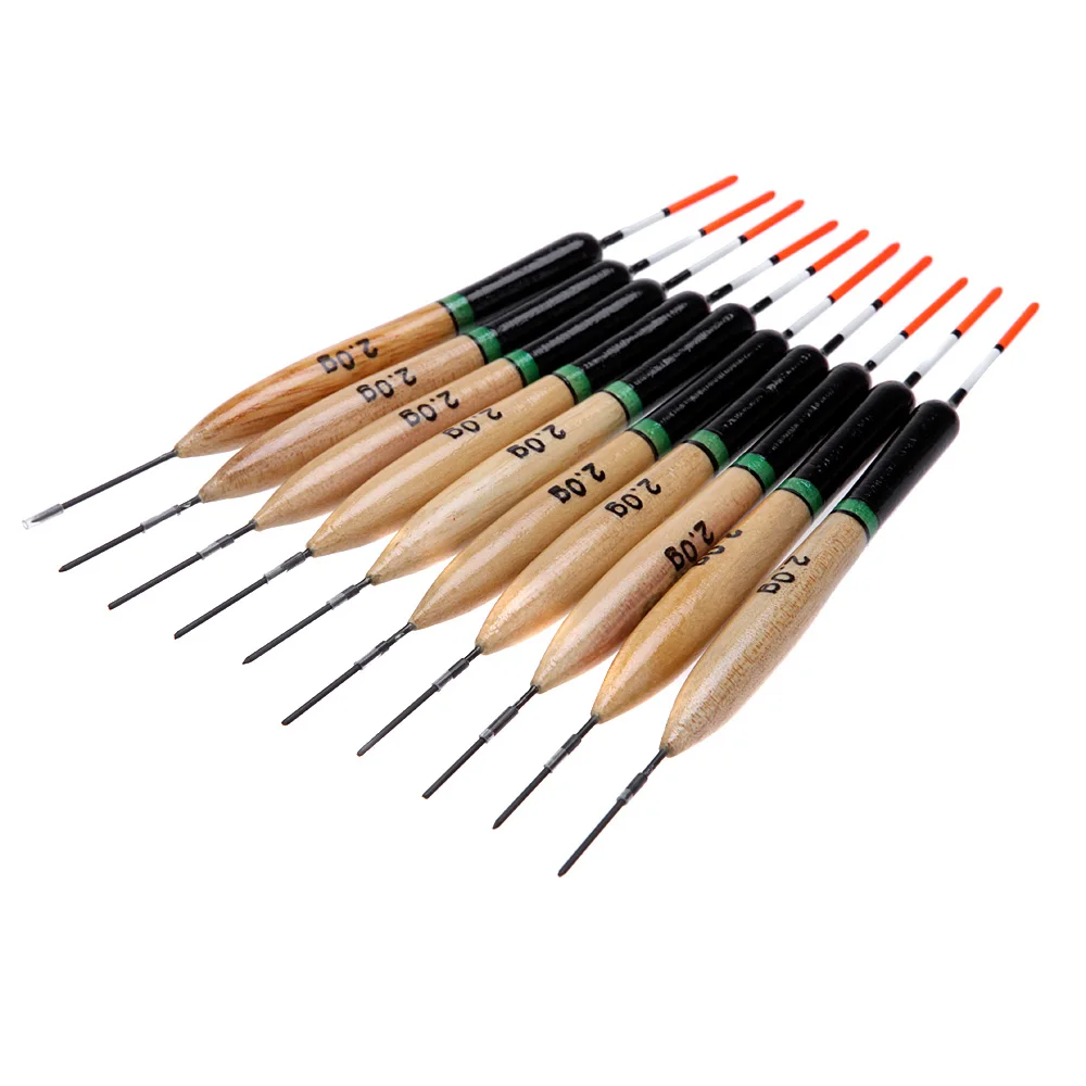 Lixada 10Pcs 2g Fishing Floats Paulownia Wood Outdoor Float Fishing Tackle Tools