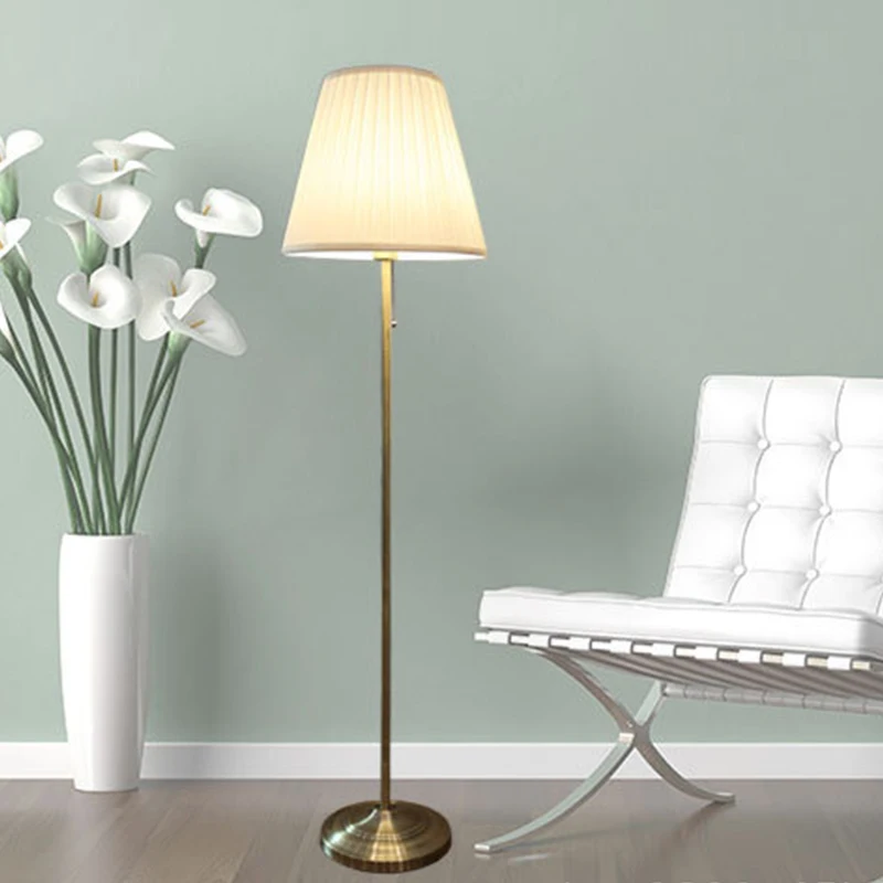

European Floor Lamp Simple Modern Cloth Floor Lamp Vintage Living Room Bedroom Bedside Hotel Guest Room Project Floor Lamp