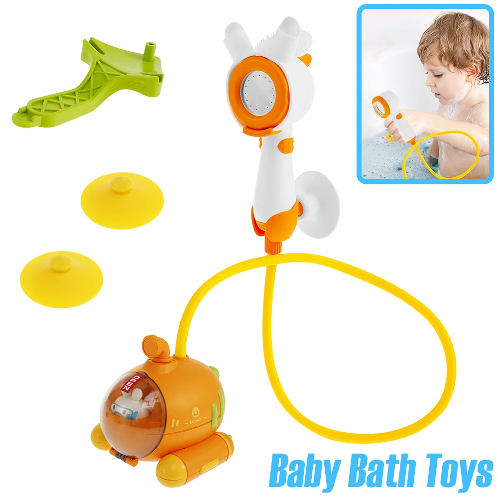 ของเล่นอาบน้ําเด็กหัวฝักบัวน่ารัก Submarine อ่างอาบน้ํา Sprayer พร้อมถ้วยดูดแบตเตอรี่ดําเนินการเด็กหัวฝักบัวสําหรับห้องน้ํา 1