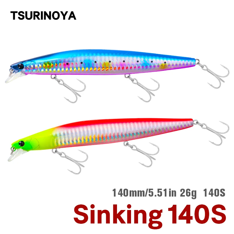 

TSURINOYA Sinking Minnow Bait 140mm26g Fishing Lure 4# Hook Tungsten Weight Isca Artificial Pesca Fishing Wobbler Leurre Peche