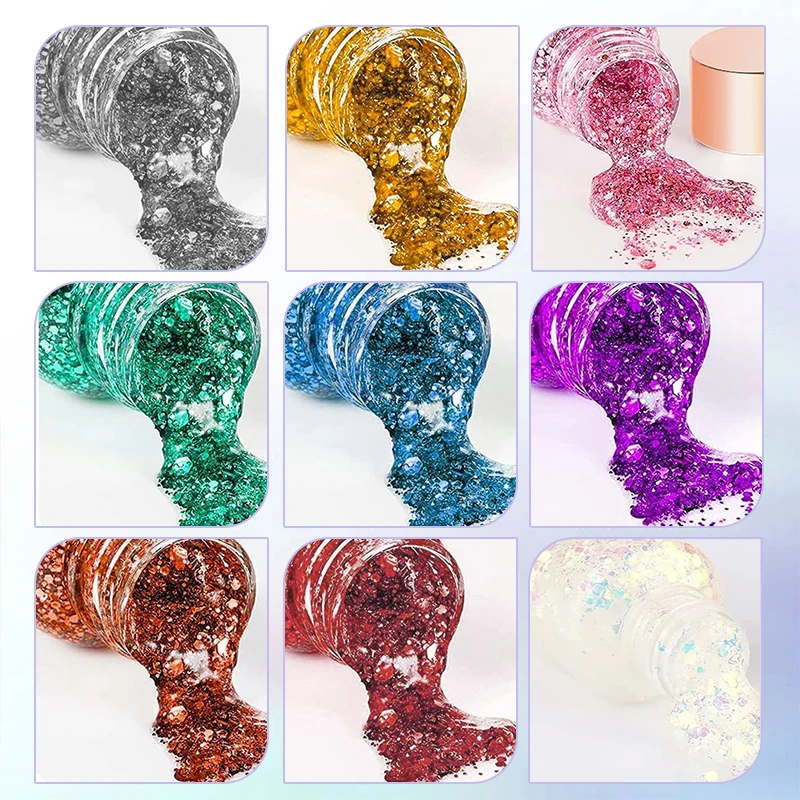 Mermaid Sequin Body Glitter Gel - Long-Lasting Shine for Carnival,Parties, Festival and Stage Performance-Great for Girls Makeup 3