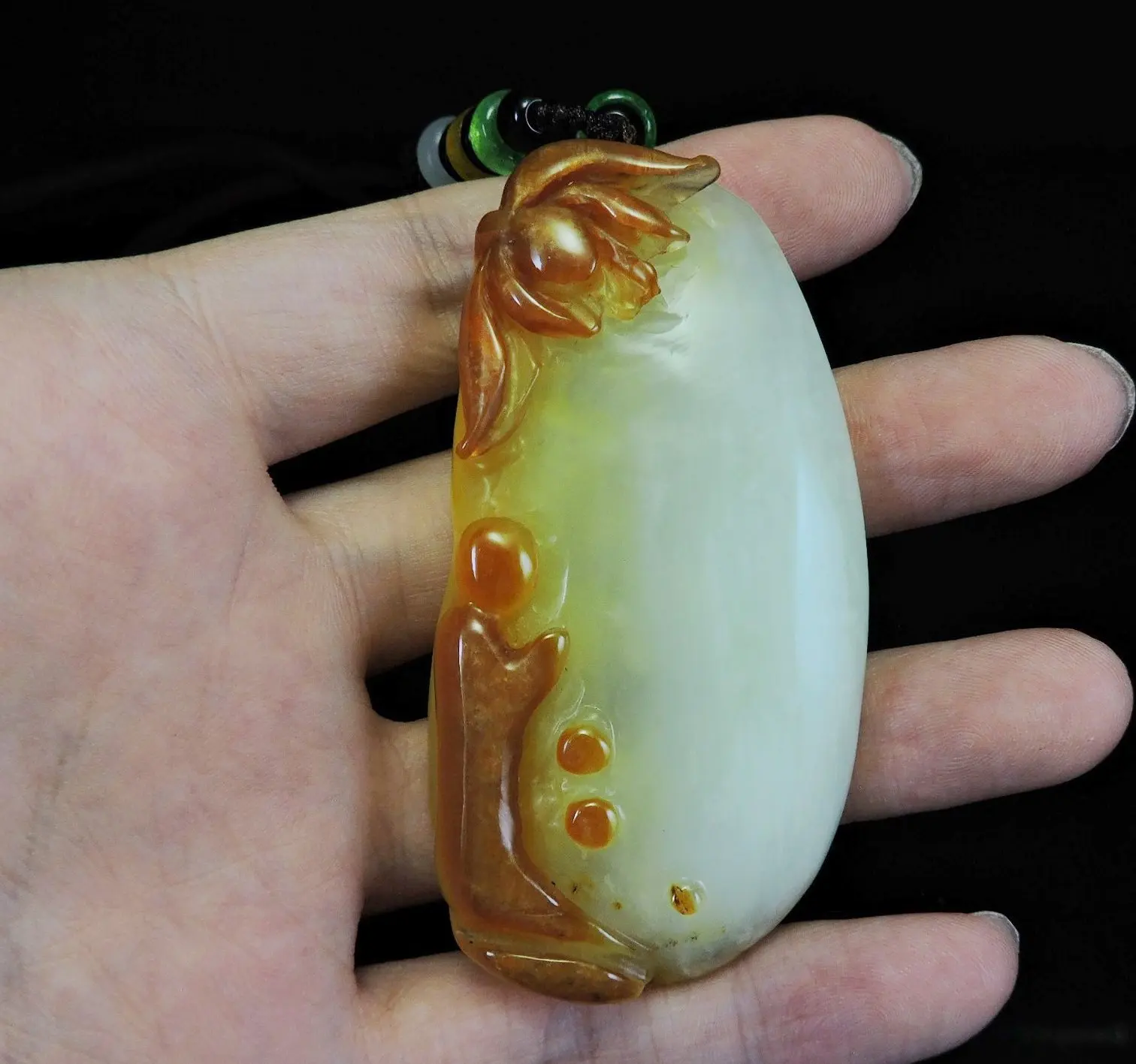 Jade Jewelry Natural Jade Pendant Necklace Hand-Carved lotus flower&buddha Jadeite Necklace Pendant Gift No Treatment 550i