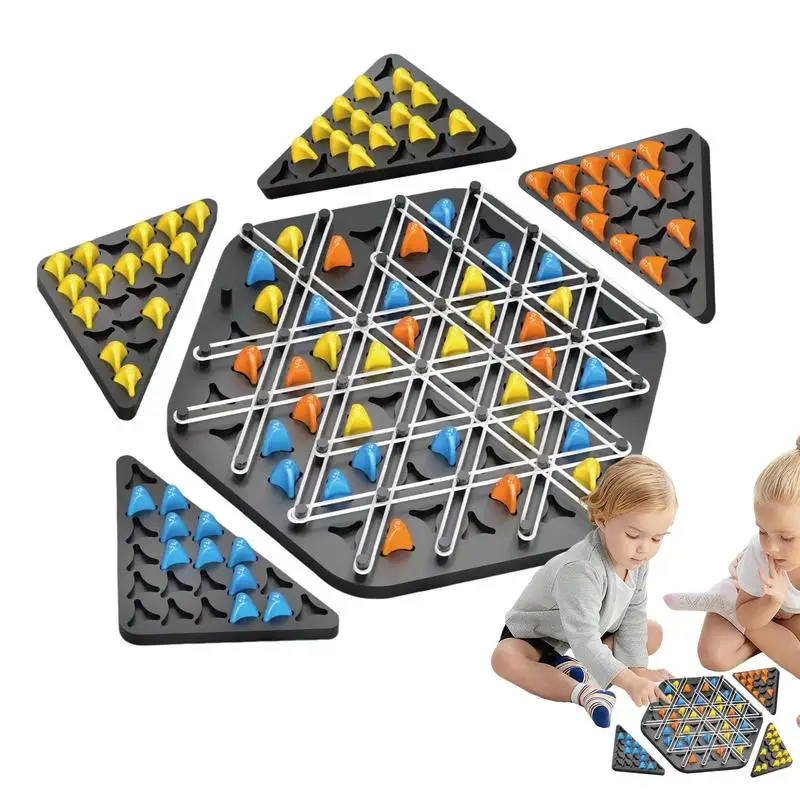 Geometry Chain Chess Puzzle Chain Triangle Chess Desktop Rubber Band triangle Strategy Board Game for Strategy Puzzle toys