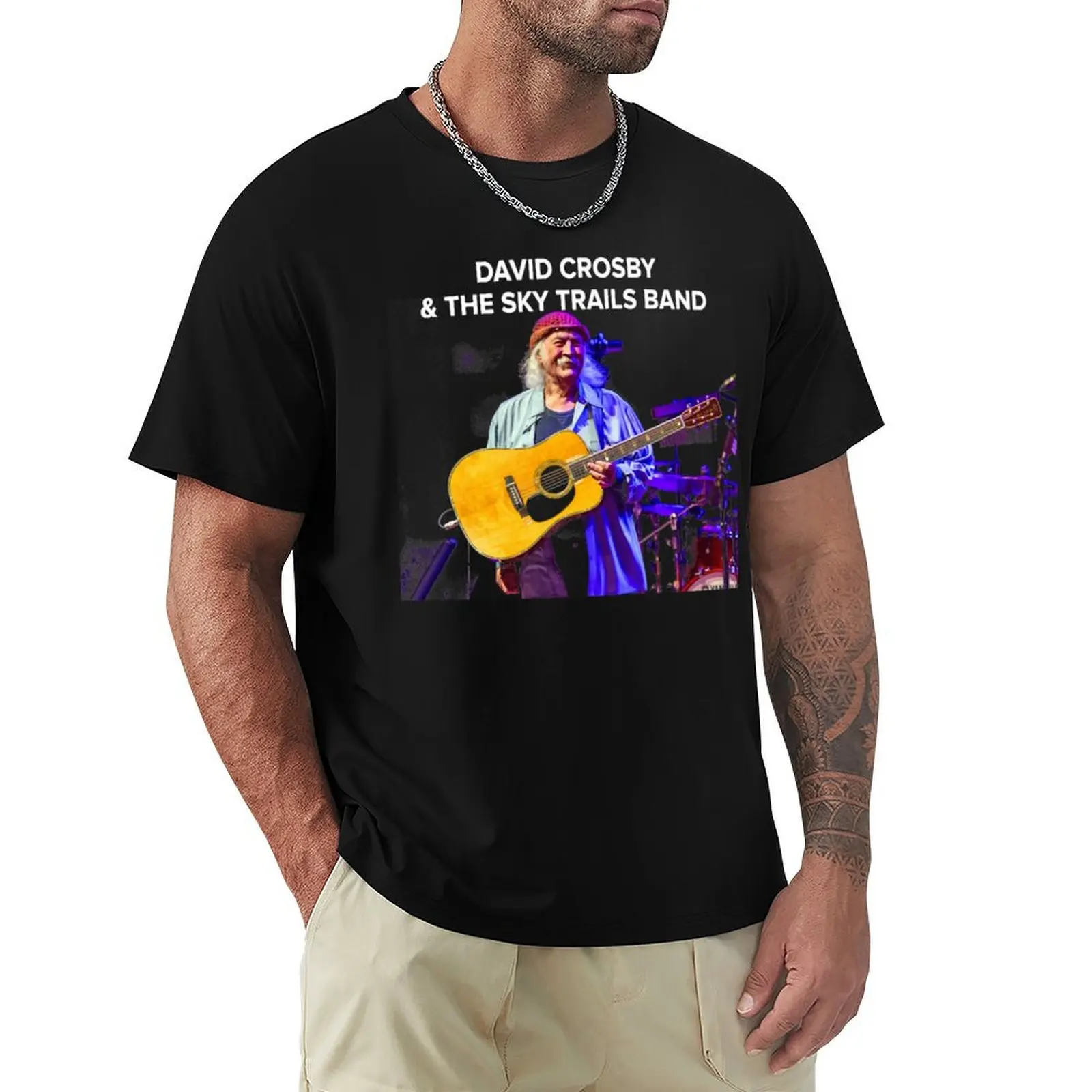 

Мужская Винтажная Футболка The Sky Trail Band Pantang David Crosby 3 Tour, белая футболка большого размера, 2021