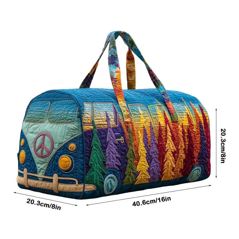 Borsa da Viaggio Trapuntata in Cotone con Design 3D, Stile Hippie, Borsone con Motivo a Rana, Borsa Boho per Pernottamento e Palestra - immagine 6