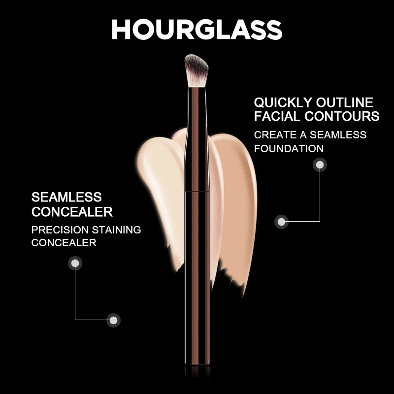 Фото Бесшовная Кисть для макияжа Hourglass No.19, кисть для консилера, мягкие волосы из волокна, модный макияж для женщин, кисти для макияжа №3