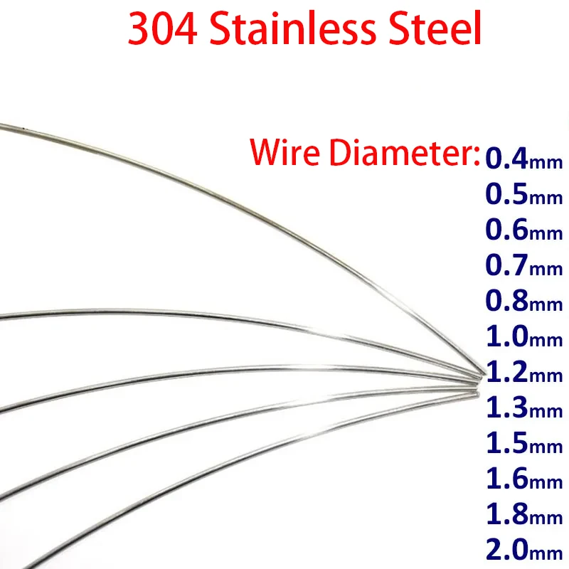 

1/5 Meter 304 Stainless Steel Spring Wire With A Diameter Of 0.4/0.5/0.6/0.7/0.8/1.0/1.2/1.5/1.8/2.0mm Spring Wire