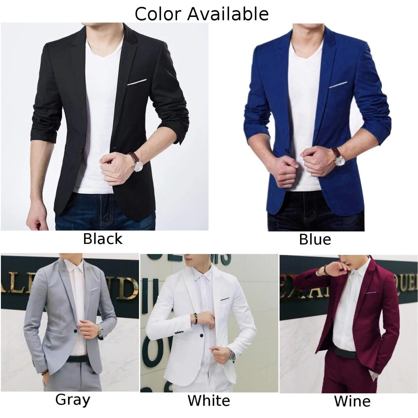 

New Men's Casual Slim Fit Formal Button Suit Blazer Coat Jacket Tops