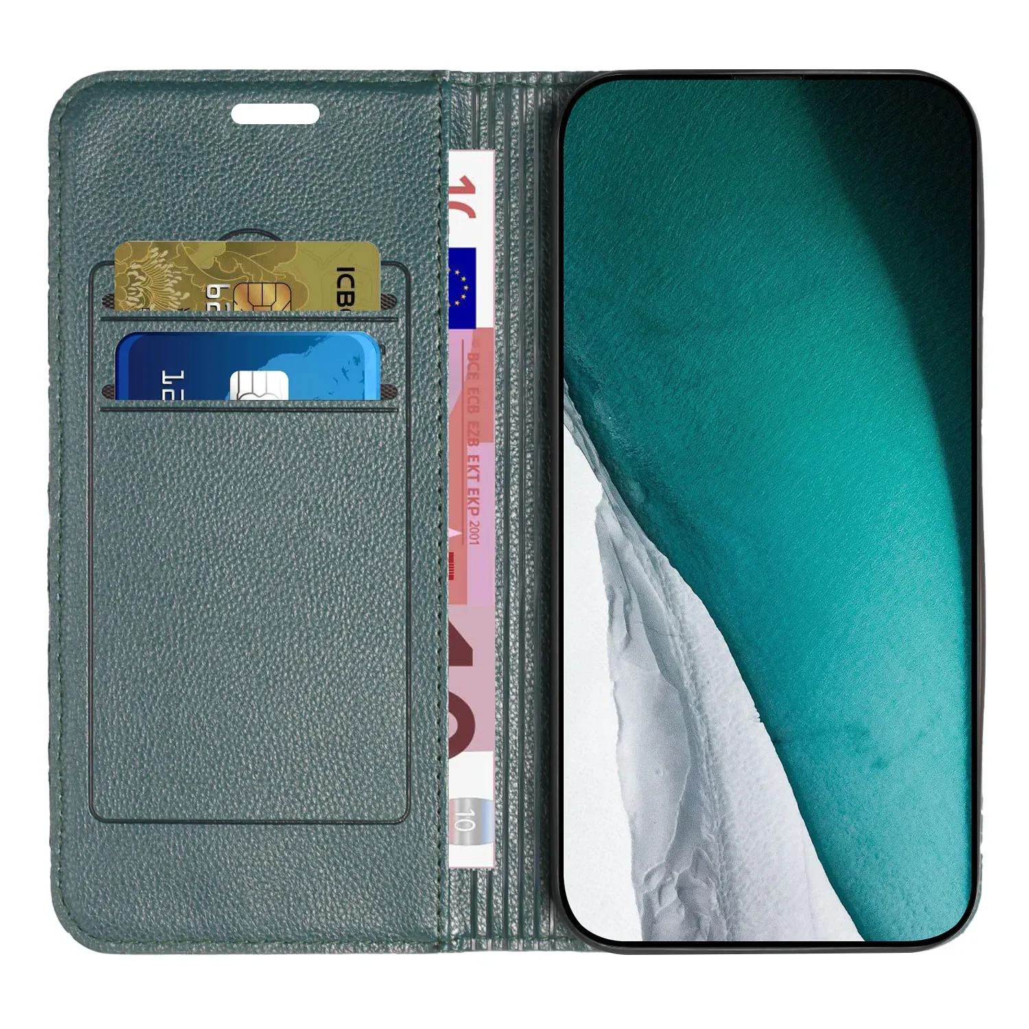 RFID Strong Magnetic Leather Wallet Case with Stand and Card Slot