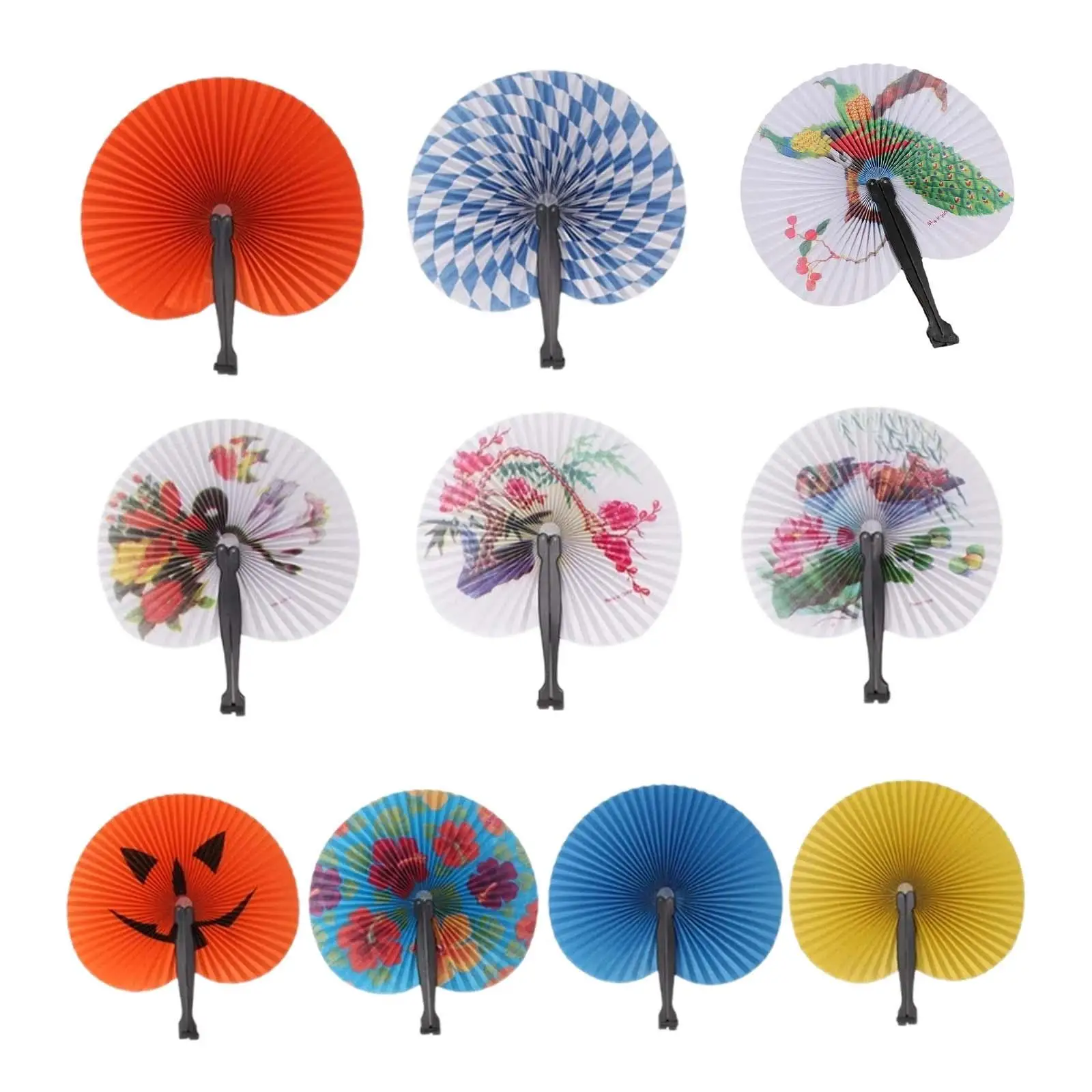 10 Pieces Travel Folding Hand Fans Chic Foldable Paper Fans for Theater Concerts Children Themed Party Stage Performance Gift