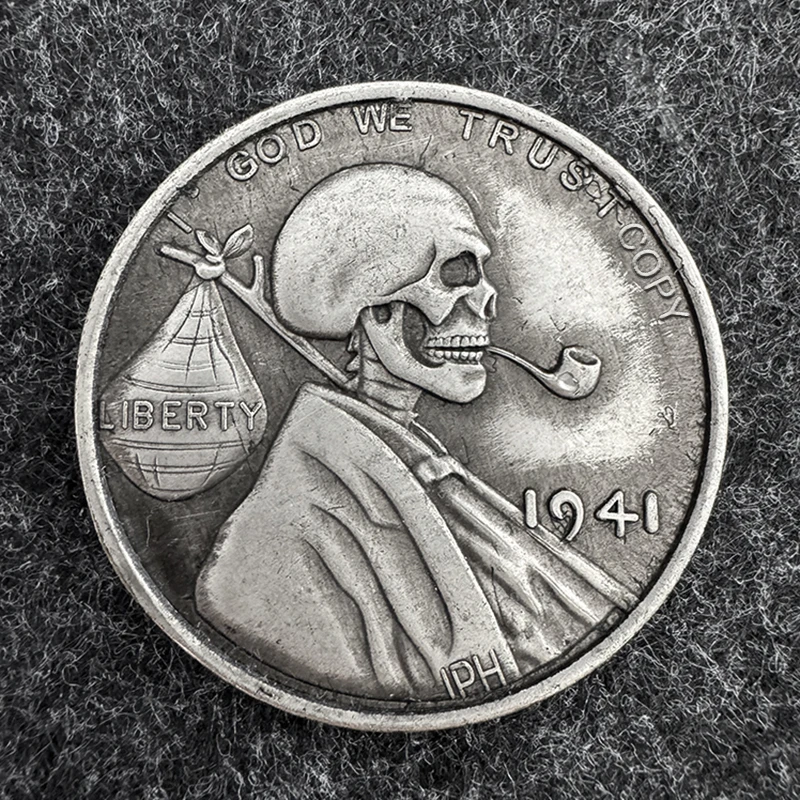 

1941 American Skeleton Pipe Men's Antique Hobo Coin, Wandering Coin, Home Decoration Ornaments, Travel Souvenir Gift, Collection