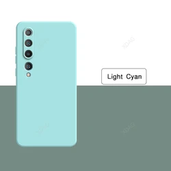 Elegant Liquid Silicone Square Phone Case - High Quality Soft Back Shell for Xiaomi 10 (Light Cyan)