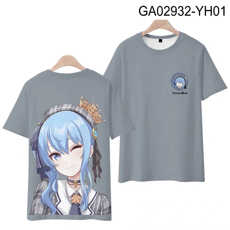 

VTuber Hoshimati Suisei 3D Printing T-shirt Summer Fashion Round Neck Short Sleeve Popular Japanese Streetwear Plus Size