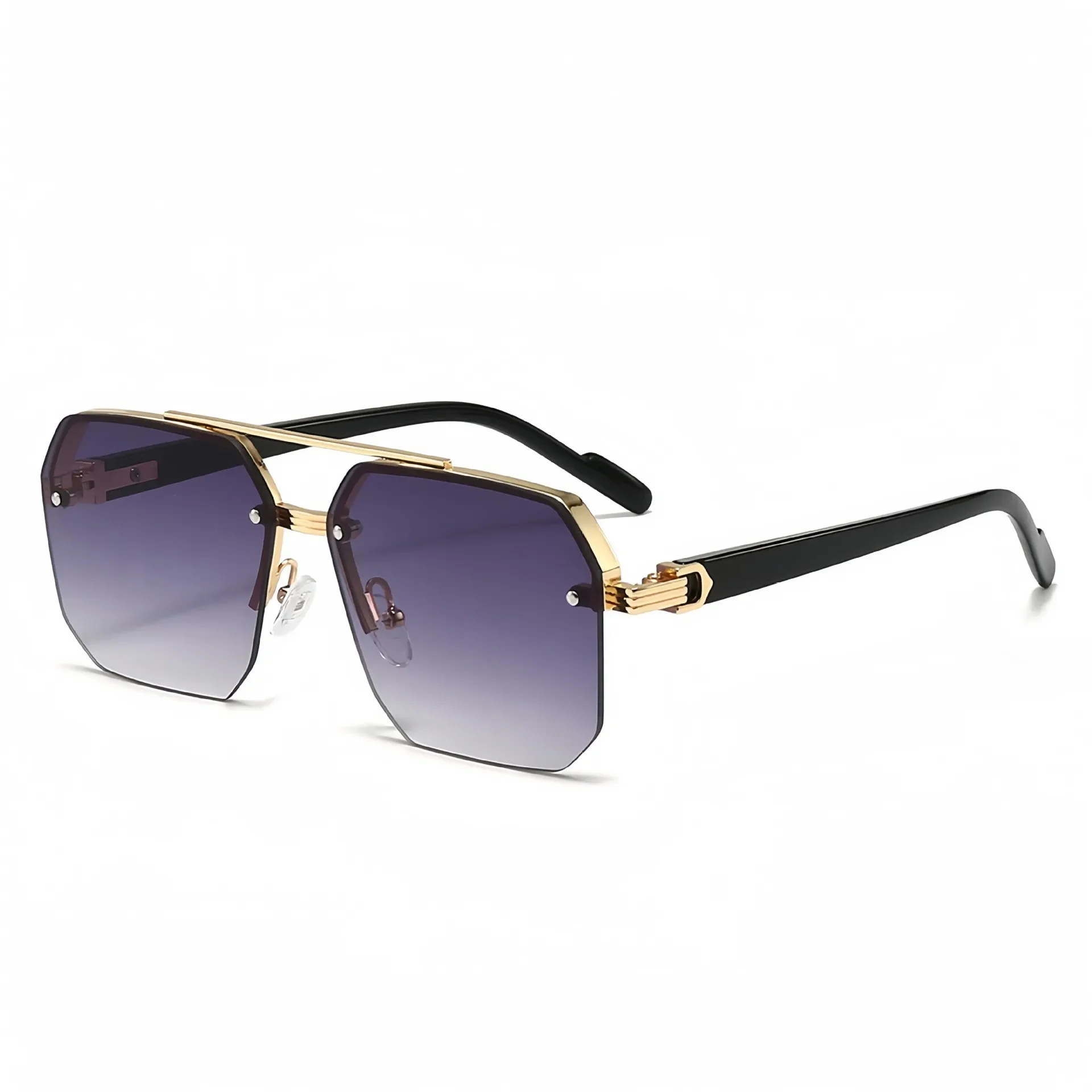 Stylish Retro Aviator Sunglasses with Double Bridge Metal Design and UV400 Protection