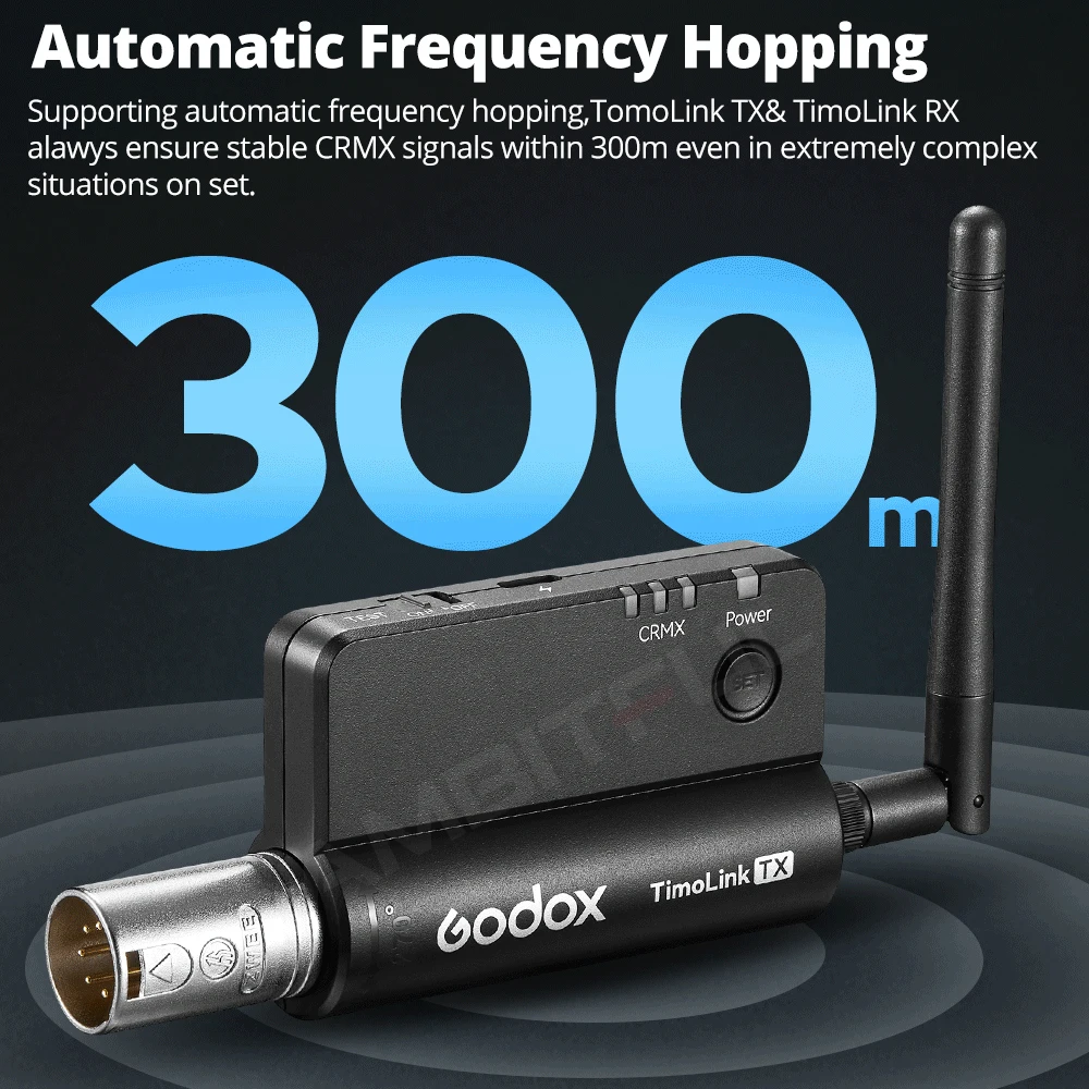 Godox TimoLink TX RX Wireless DMX Transmitter Receiver Set Automatic Frequency Hopping Built-in CRMX Lumenradio