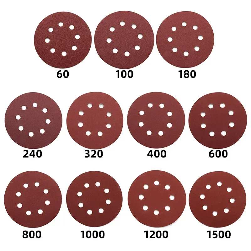 Sanding Disc 5 Inch 8Holes Hook and Loop Adhesive Sandpaper 60~2000 Grits For Random Orbital Sander Abrasive Sheets Tools