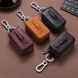 2022 Crocodile Leather Key Case, Car Key Case, Universal Multifunctional Double-layer Zipper, Household Large-capacity Key Case