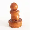 RS465 - 20 Years Old 2" Hand Carved Boxwood Netsuke Figurine Carving : Lovely Monk Boy 4