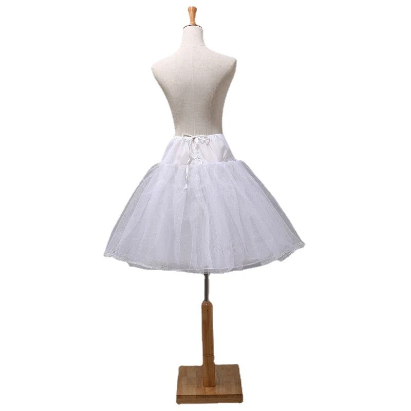 Child Kids Petticoats Hoopless Two Layer 43cm 60cm 80cm Long Little Girls' Off White lolita petticoat petticoat underskirt petticoat skirt