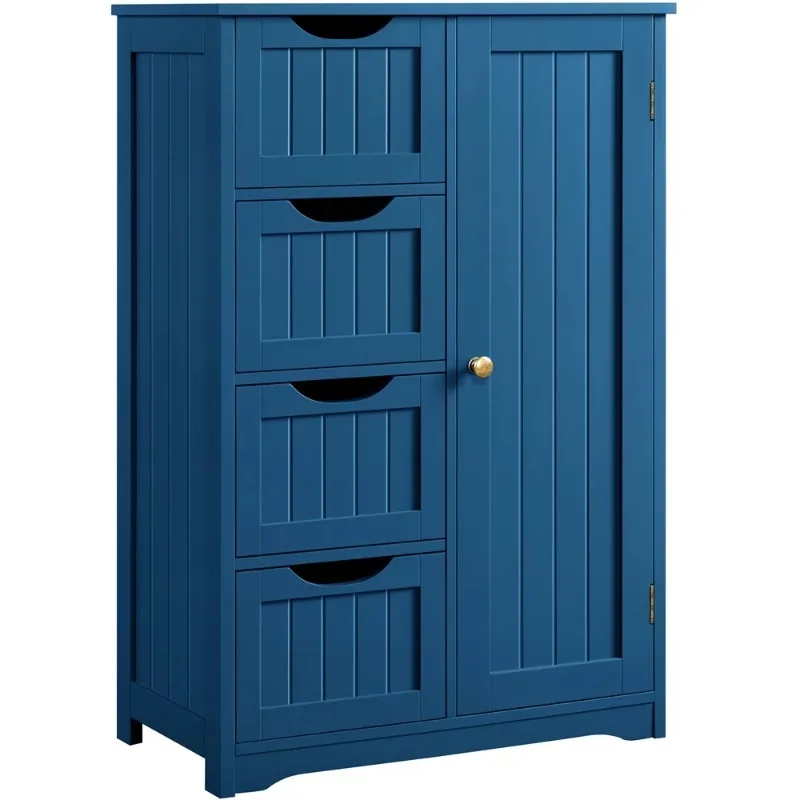 

Easyfashion Wooden Storage Cabinet with 4 Drawers for Bathroom Kitchen, Navy Blue